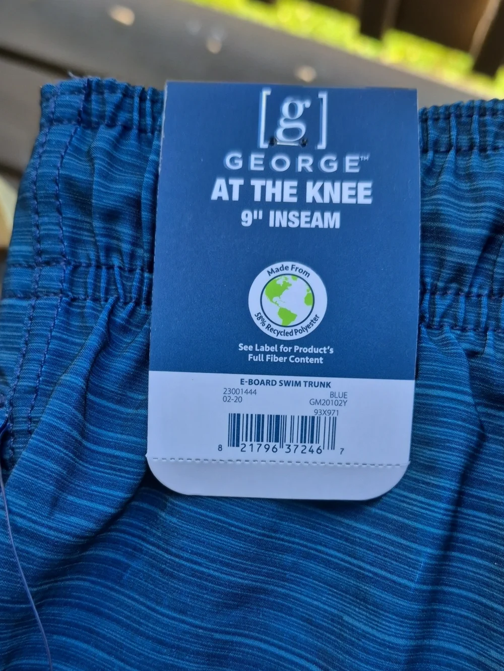 George Men's Large Blue Striped Swim Trunks with Drawstring - New